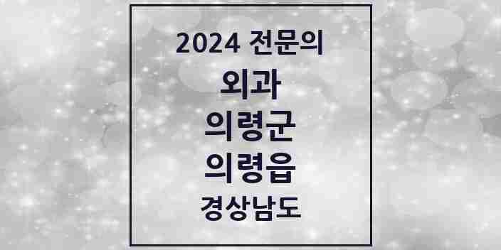 2024 의령읍 외과 전문의 의원·병원 모음 1곳 | 경상남도 의령군 추천 리스트