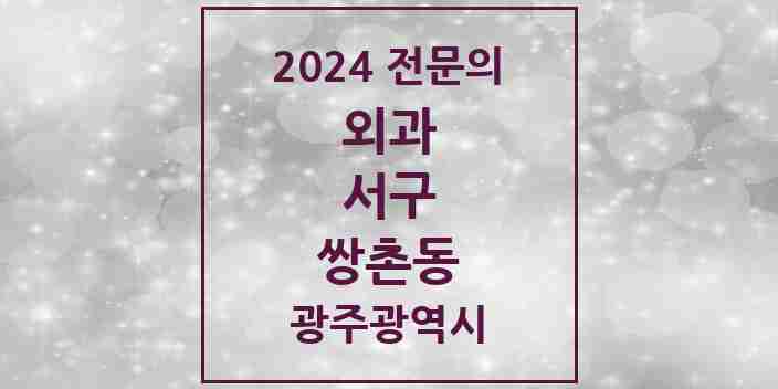 2024 쌍촌동 외과 전문의 의원·병원 모음 3곳 | 광주광역시 서구 추천 리스트