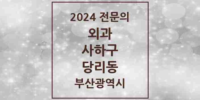 2024 당리동 외과 전문의 의원·병원 모음 2곳 | 부산광역시 사하구 추천 리스트