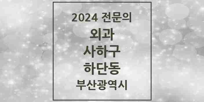 2024 하단동 외과 전문의 의원·병원 모음 6곳 | 부산광역시 사하구 추천 리스트