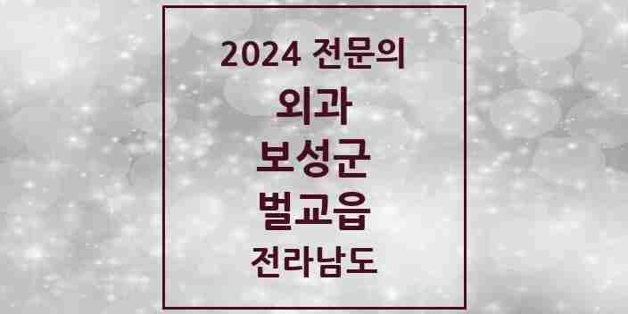 2024 벌교읍 외과 전문의 의원·병원 모음 2곳 | 전라남도 보성군 추천 리스트