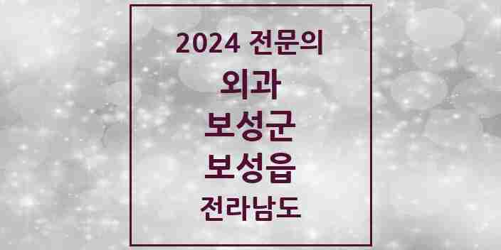 2024 보성읍 외과 전문의 의원·병원 모음 1곳 | 전라남도 보성군 추천 리스트