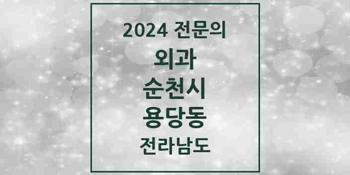 2024 용당동 외과 전문의 의원·병원 모음 1곳 | 전라남도 순천시 추천 리스트