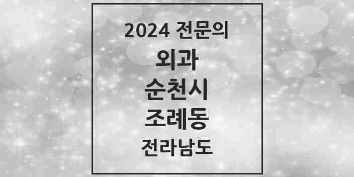 2024 조례동 외과 전문의 의원·병원 모음 7곳 | 전라남도 순천시 추천 리스트