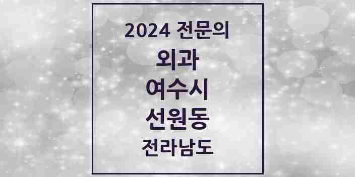 2024 선원동 외과 전문의 의원·병원 모음 | 전라남도 여수시 리스트