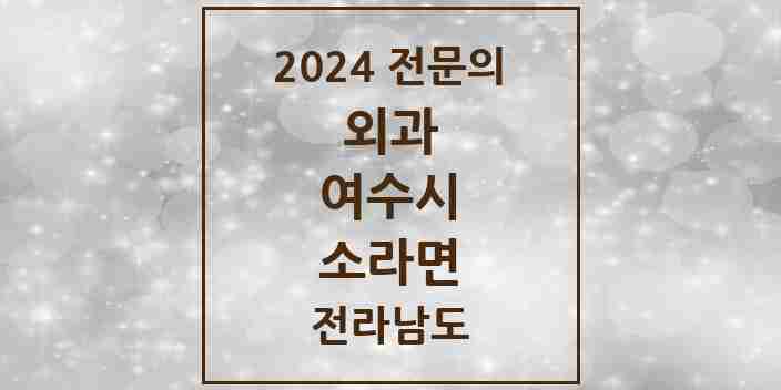 2024 소라면 외과 전문의 의원·병원 모음 | 전라남도 여수시 리스트