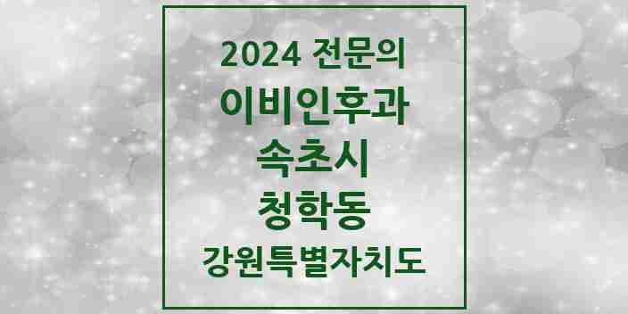 2024 청학동 이비인후과 전문의 의원·병원 모음 1곳 | 강원특별자치도 속초시 추천 리스트