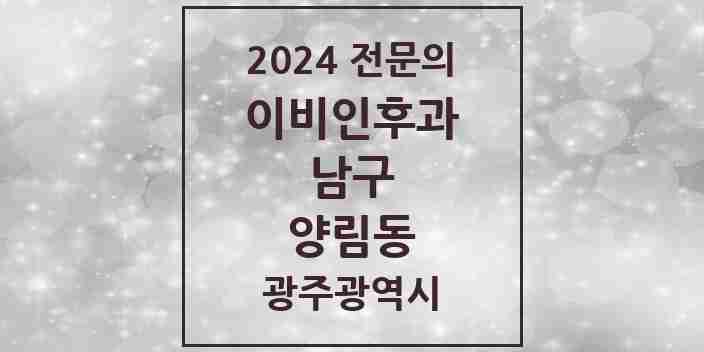 2024 양림동 이비인후과 전문의 의원·병원 모음 | 광주광역시 남구 리스트