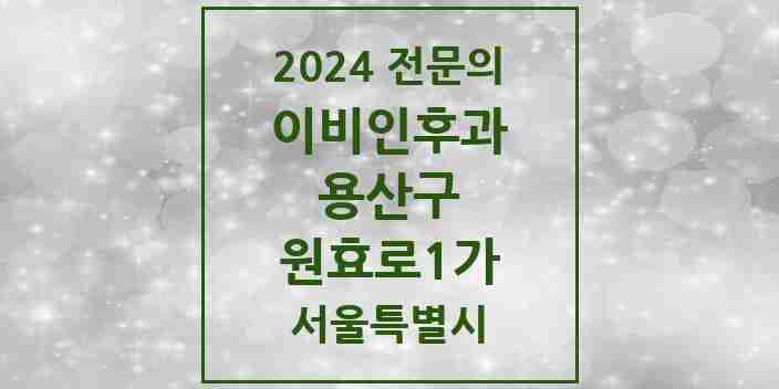 2024 원효로1가 이비인후과 전문의 의원·병원 모음 | 서울특별시 용산구 리스트