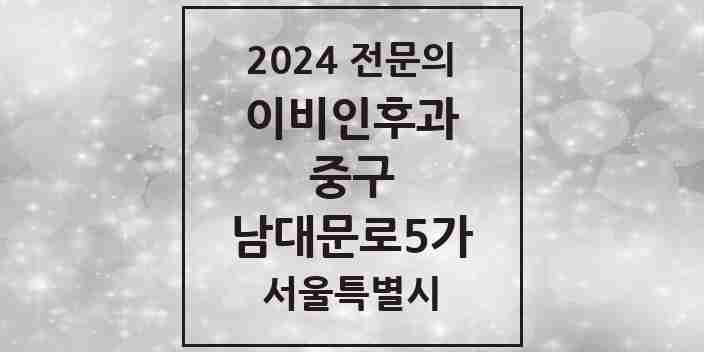 2024 남대문로5가 이비인후과 전문의 의원·병원 모음 2곳 | 서울특별시 중구 추천 리스트