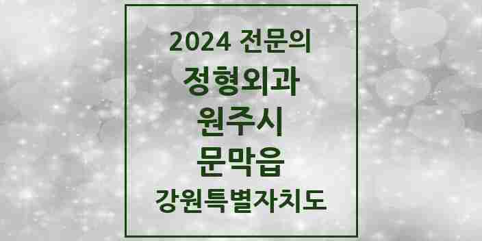 2024 문막읍 정형외과 전문의 의원·병원 모음 | 강원특별자치도 원주시 리스트