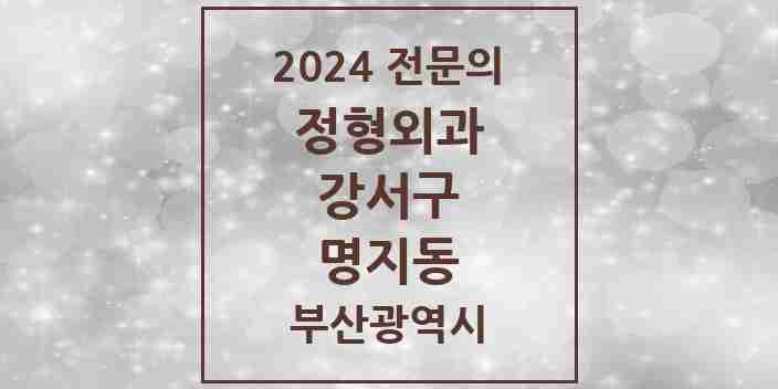 2024 명지동 정형외과 전문의 의원·병원 모음 5곳 | 부산광역시 강서구 추천 리스트