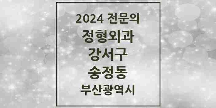 2024 송정동 정형외과 전문의 의원·병원 모음 1곳 | 부산광역시 강서구 추천 리스트