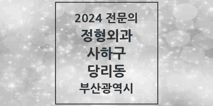 2024 당리동 정형외과 전문의 의원·병원 모음 6곳 | 부산광역시 사하구 추천 리스트