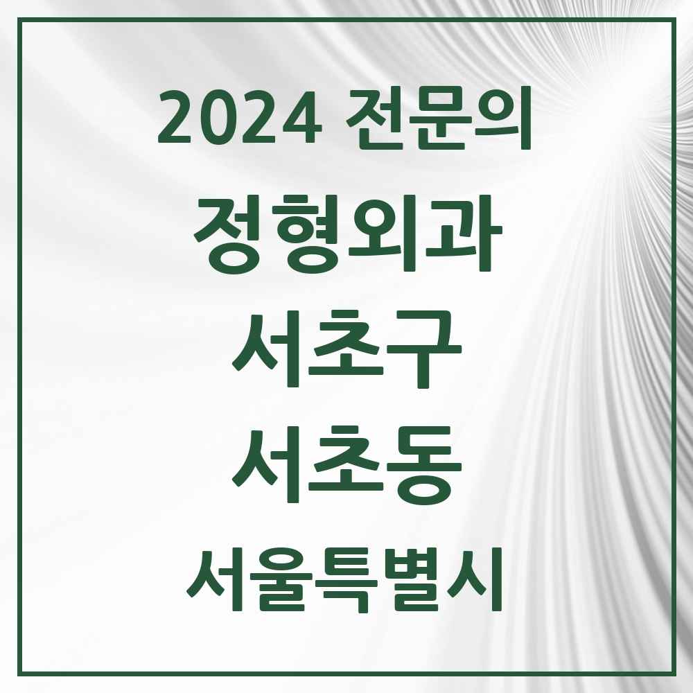 2024 서초동 정형외과 전문의 의원·병원 모음 12곳 | 서울특별시 서초구 추천 리스트