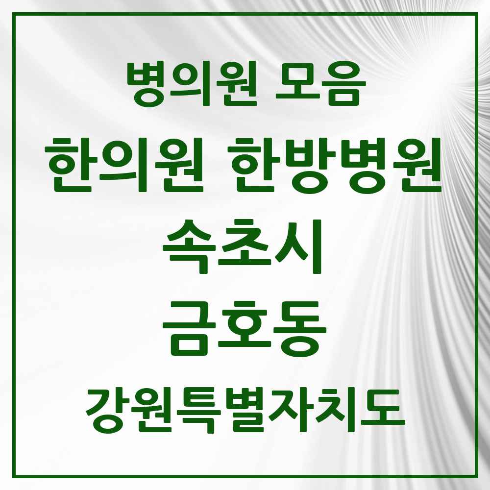 2025 강원특별자치도 속초시 금호동 한의원·한방병원 목록 2곳