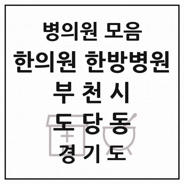 2026 경기도 부천시 도당동 한의원·한방병원 목록 9곳