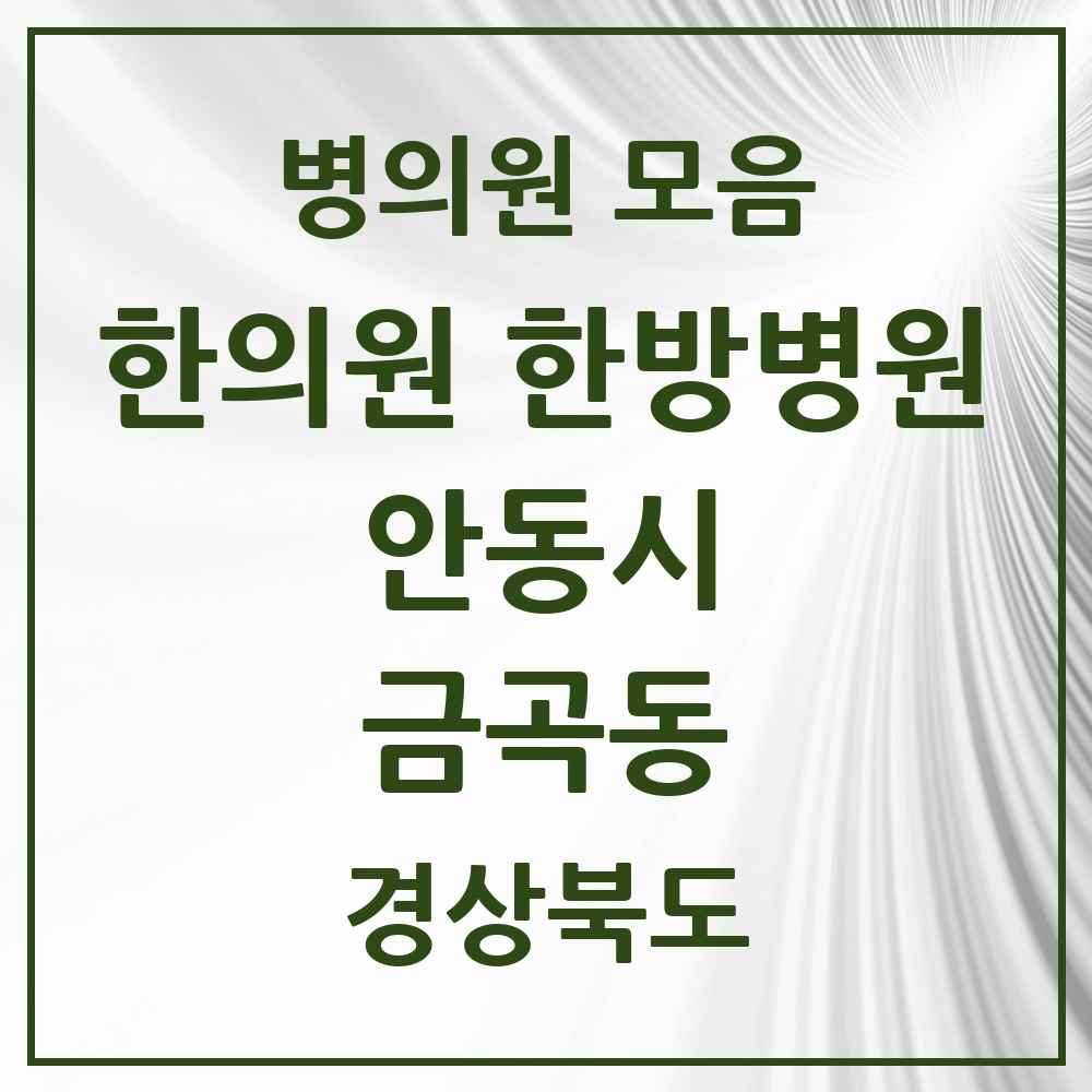 2025 경상북도 안동시 금곡동 한의원·한방병원 목록 1곳