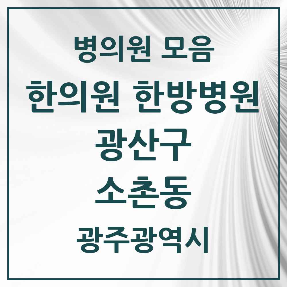 2025 광주광역시 광산구 소촌동 한의원·한방병원 목록 2곳