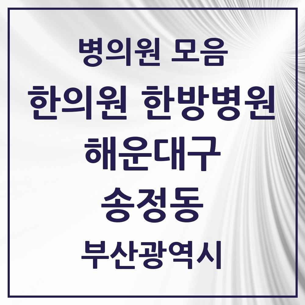 2025 부산광역시 해운대구 송정동 한의원·한방병원 목록 2곳