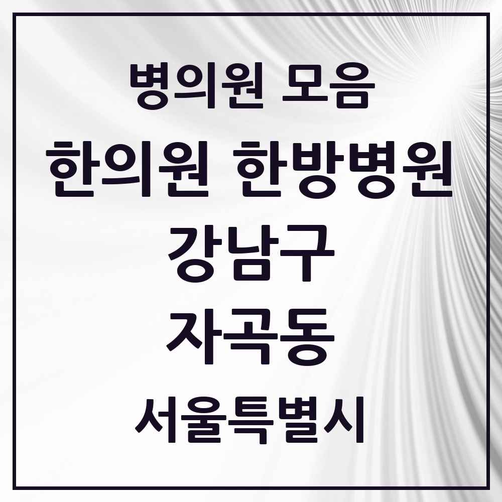 2025 서울특별시 강남구 자곡동 한의원·한방병원 목록 3곳