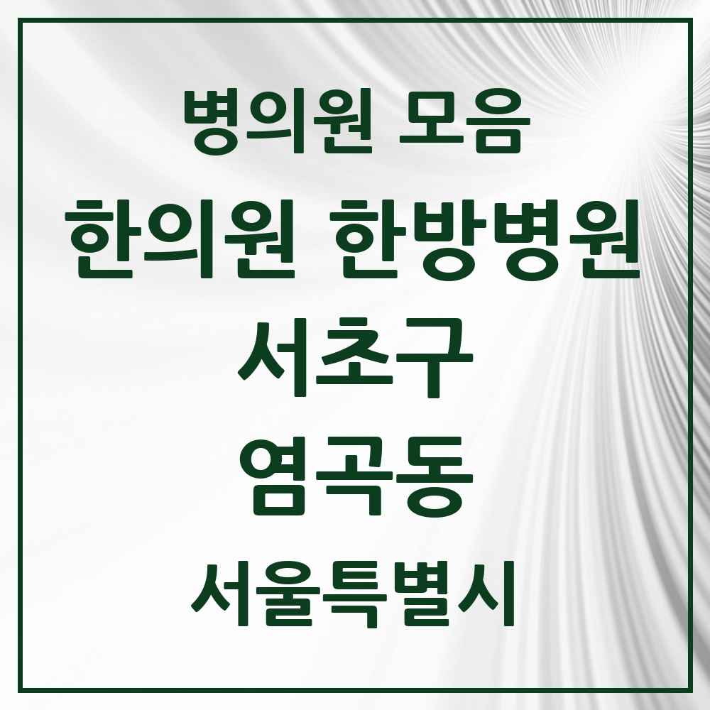 2025 서울특별시 서초구 염곡동 한의원·한방병원 목록 1곳
