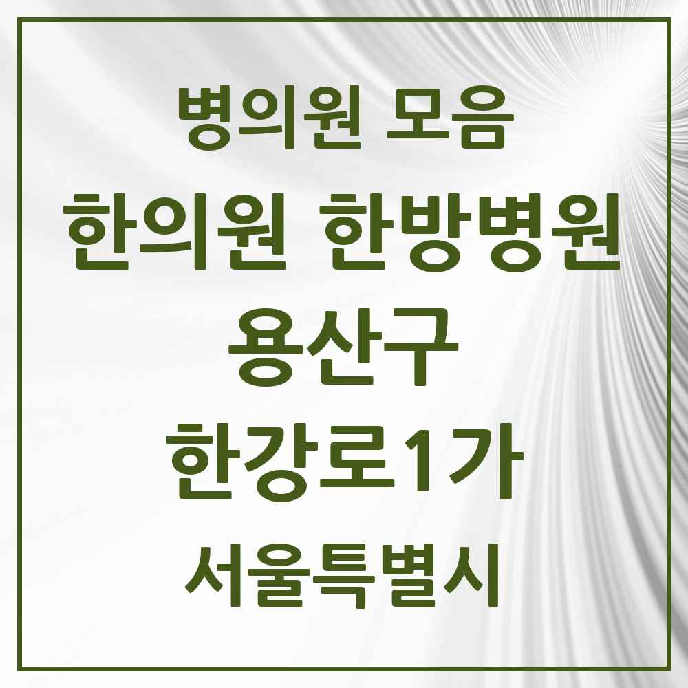 2025 서울특별시 용산구 한강로1가 한의원·한방병원 목록 2곳