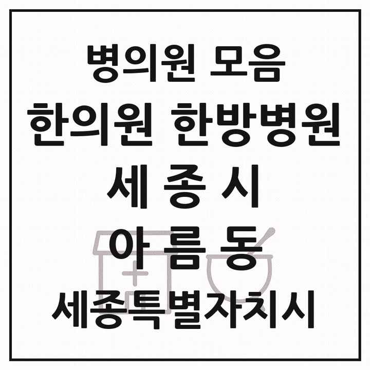 2026 세종특별자치시 세종시 아름동 한의원·한방병원 목록 8곳