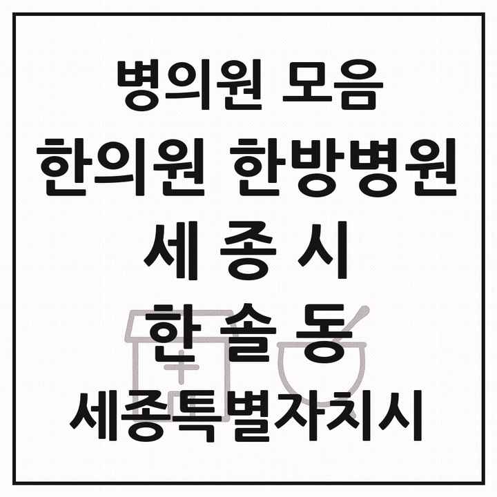 2026 세종특별자치시 세종시 한솔동 한의원·한방병원 목록 1곳