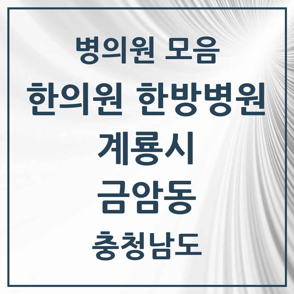 2025 충청남도 계룡시 금암동 한의원·한방병원 목록 2곳