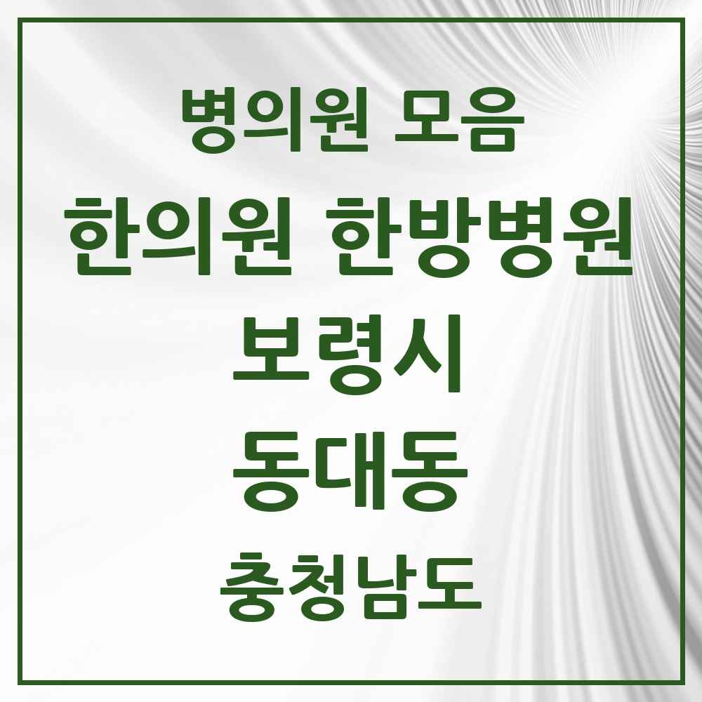 2025 충청남도 보령시 동대동 한의원·한방병원 목록 4곳