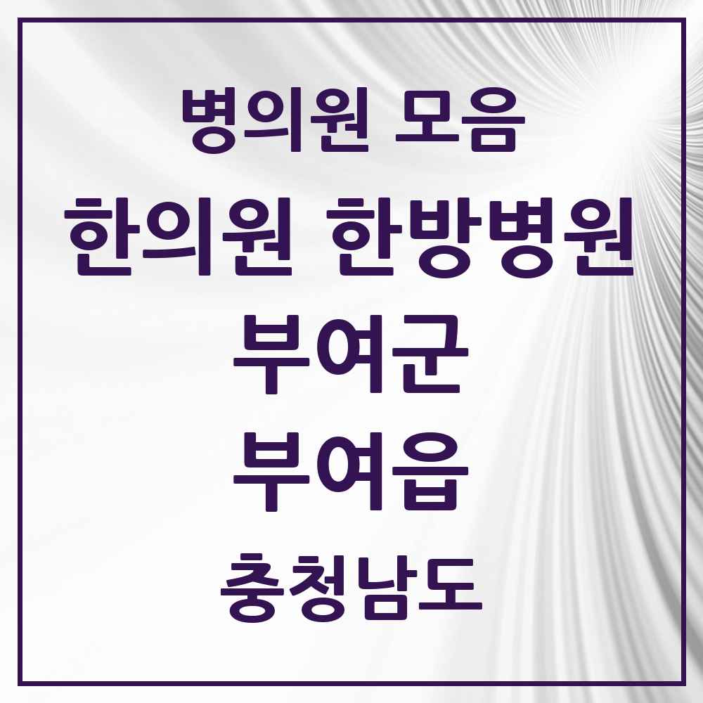 2025 충청남도 부여군 부여읍 한의원·한방병원 목록 12곳