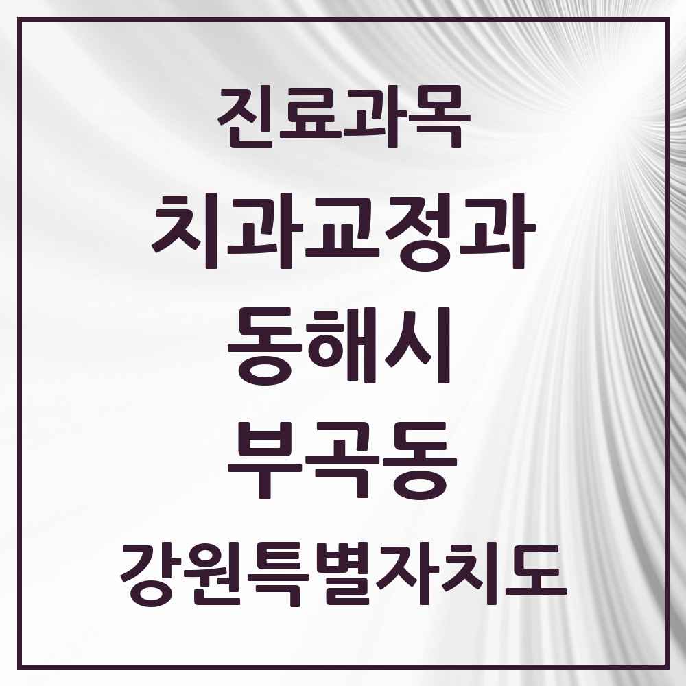 2025 강원특별자치도 동해시 부곡동 교정치과 목록 1곳