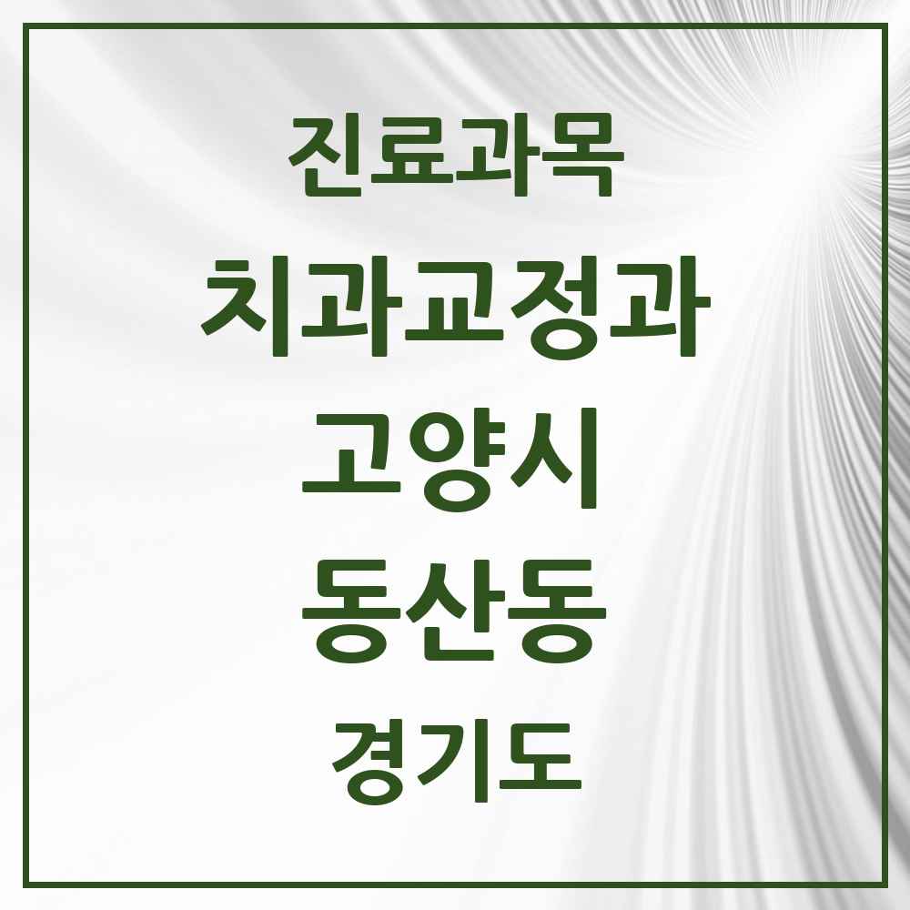 2025 경기도 고양시 동산동 교정치과 목록 1곳