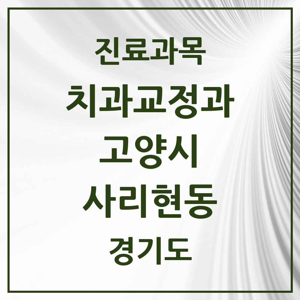 2025 경기도 고양시 사리현동 교정치과 목록 1곳
