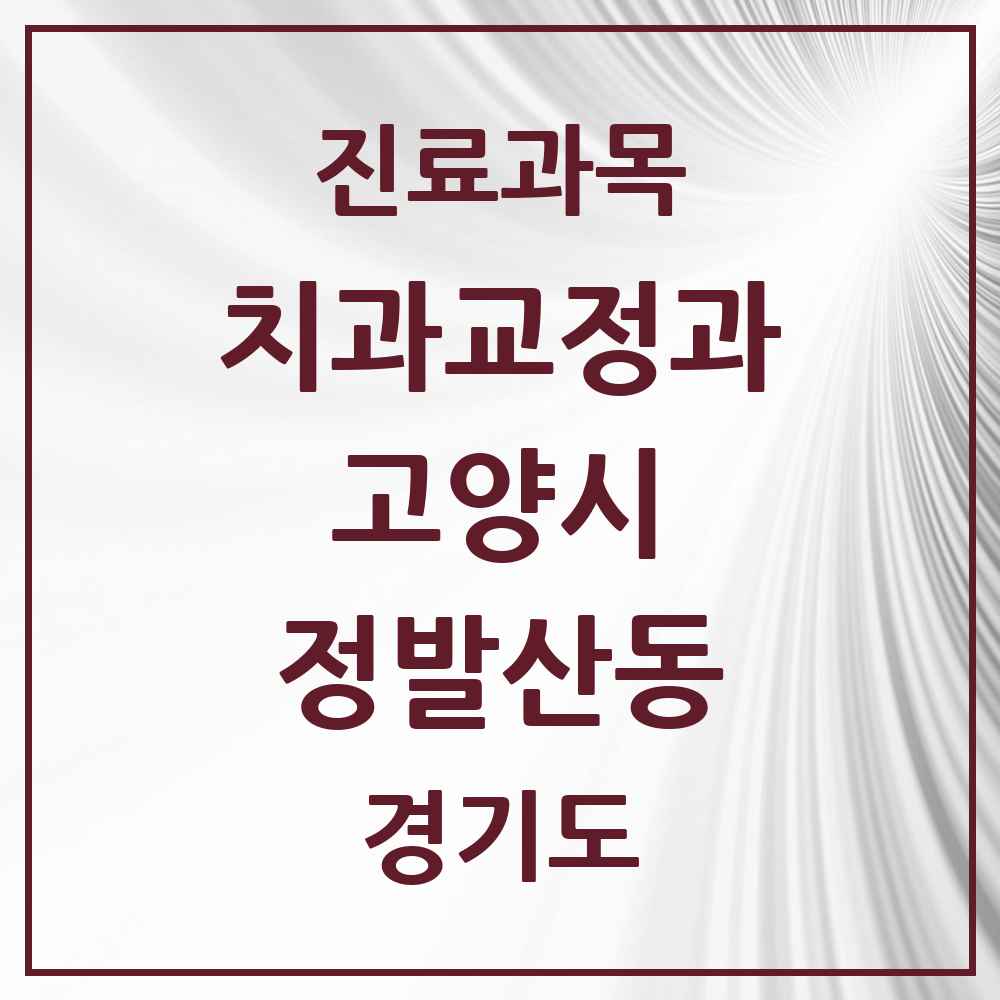 2025 경기도 고양시 정발산동 교정치과 목록 2곳
