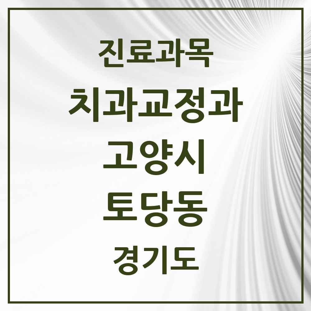 2025 경기도 고양시 토당동 교정치과 목록 3곳