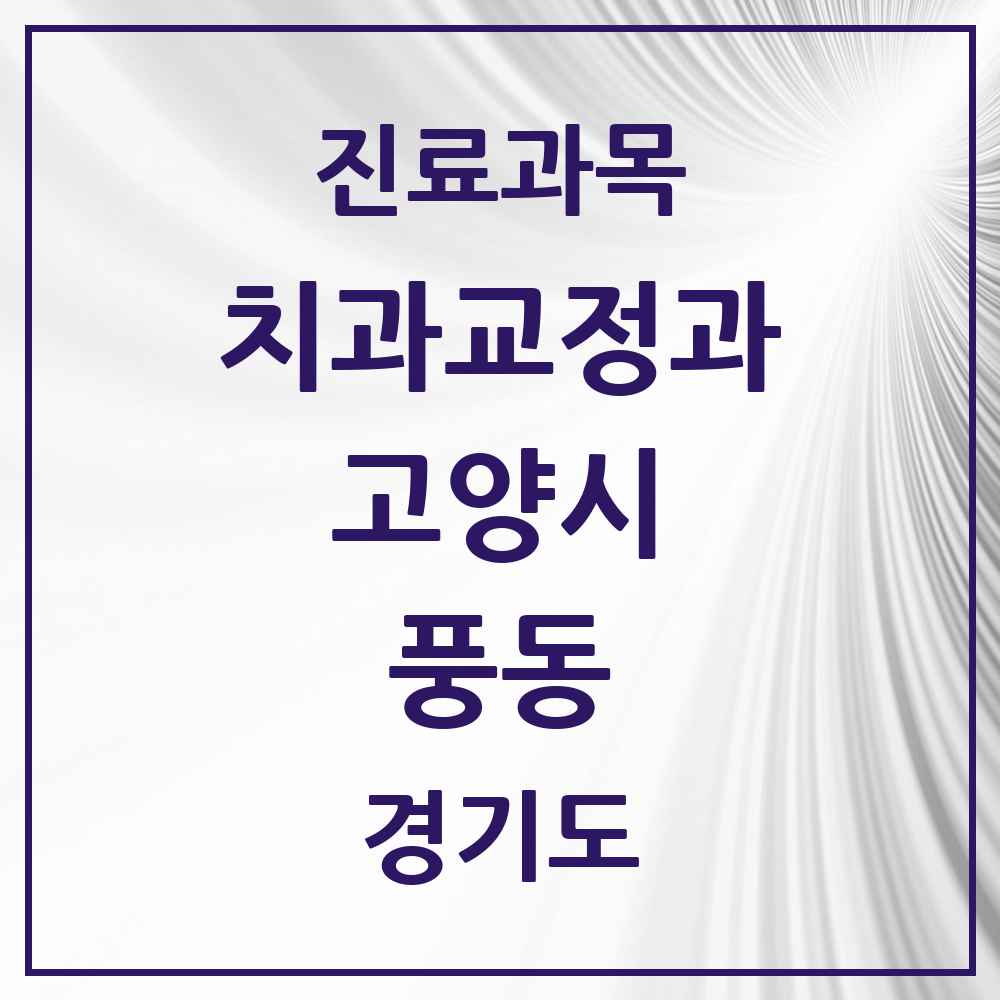2025 경기도 고양시 풍동 교정치과 목록 3곳