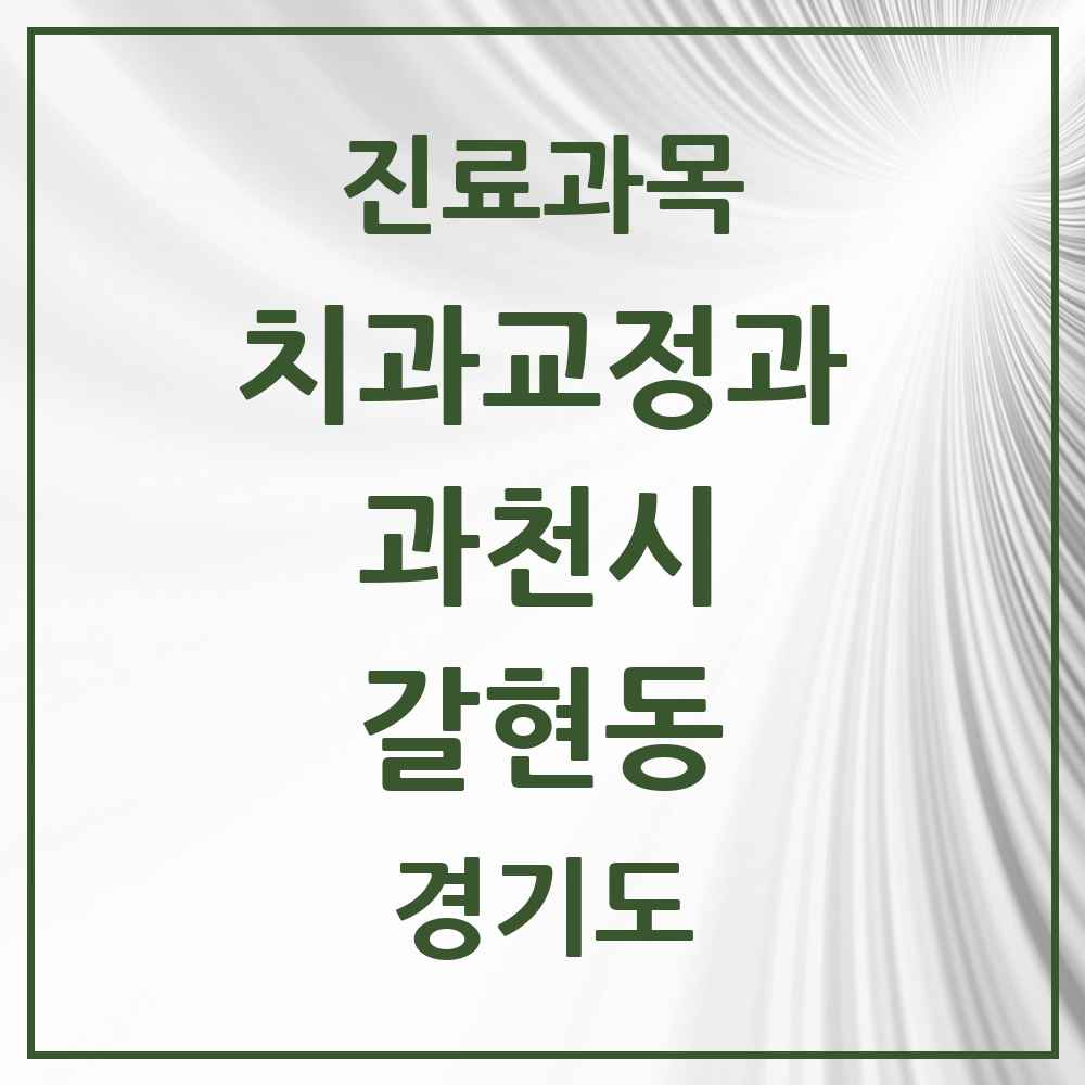 2025 경기도 과천시 갈현동 교정치과 목록 1곳