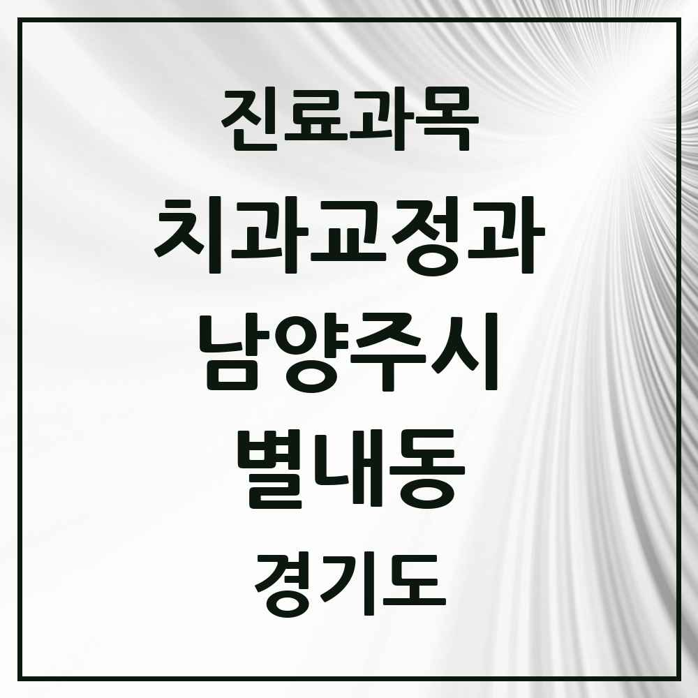 2025 경기도 남양주시 별내동 교정치과 목록 21곳