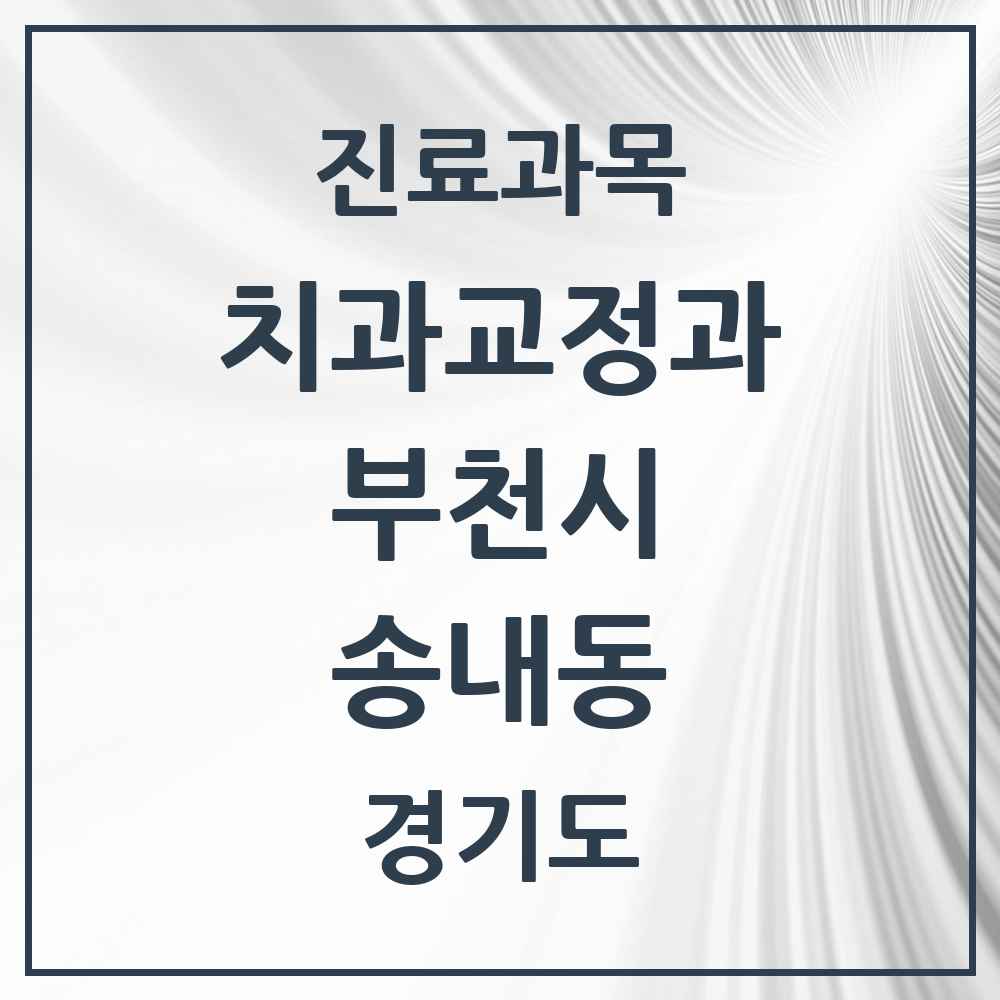 2025 경기도 부천시 송내동 교정치과 목록 10곳