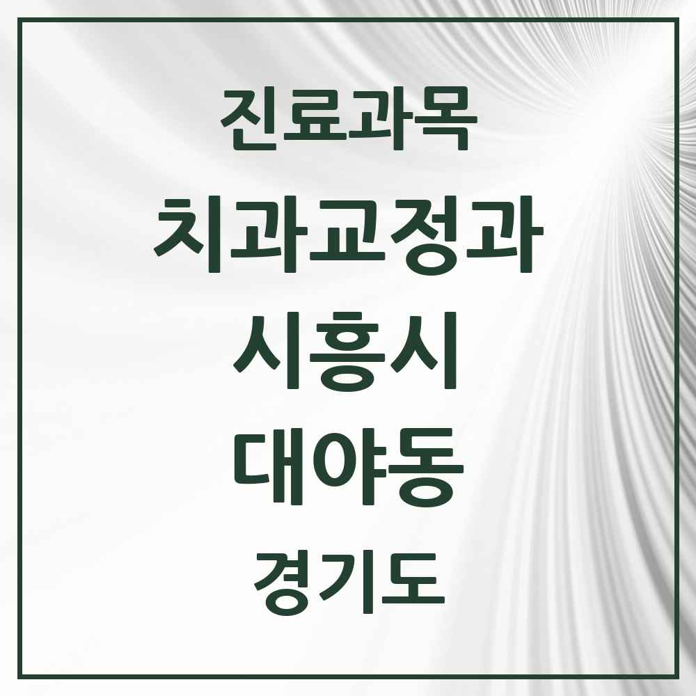 2025 경기도 시흥시 대야동 교정치과 목록 12곳