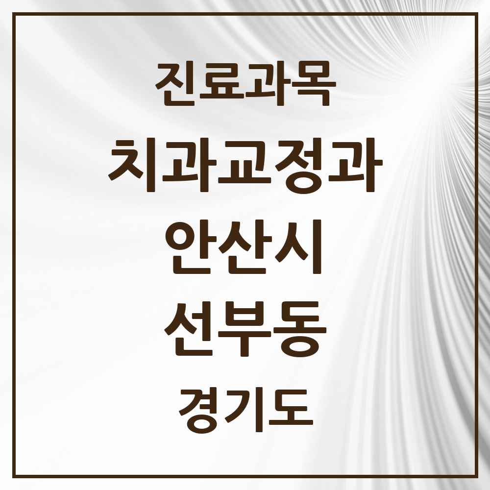 2025 경기도 안산시 선부동 교정치과 목록 9곳
