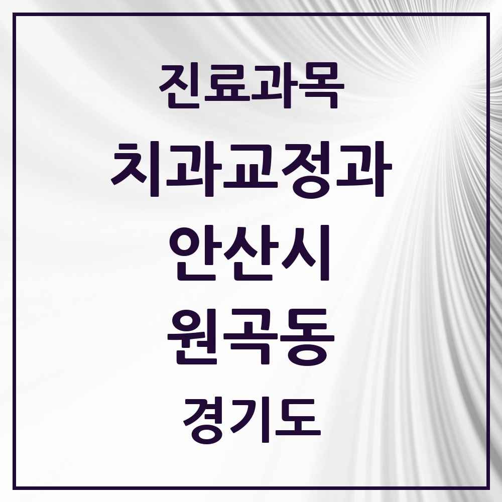 2025 경기도 안산시 원곡동 교정치과 목록 8곳