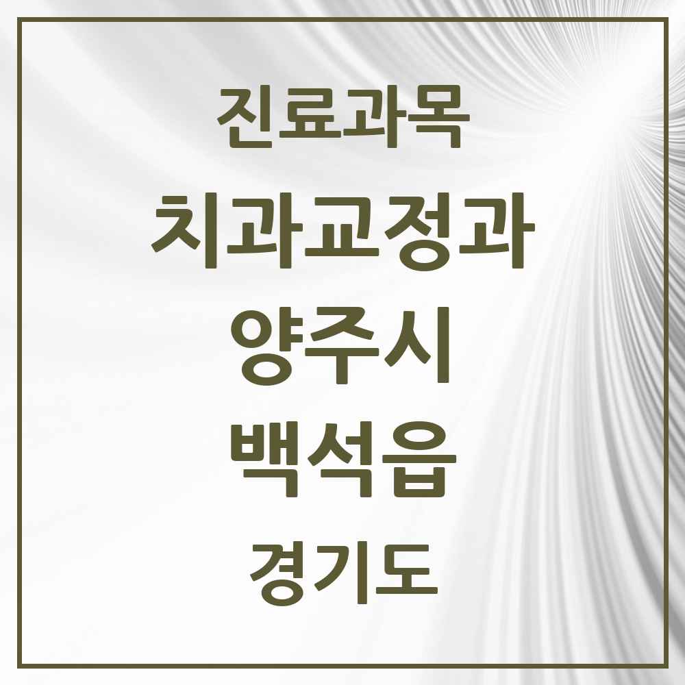 2025 경기도 양주시 백석읍 교정치과 목록 2곳