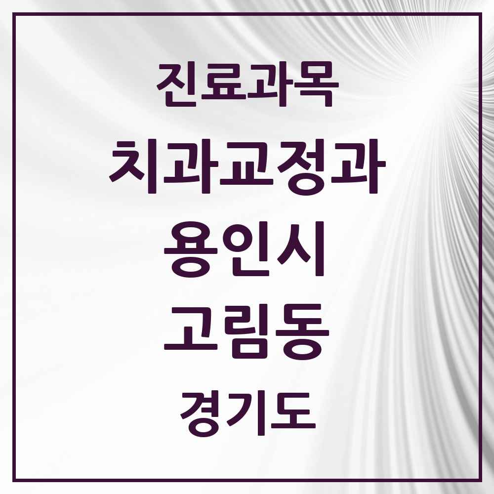2025 경기도 용인시 고림동 교정치과 목록 2곳