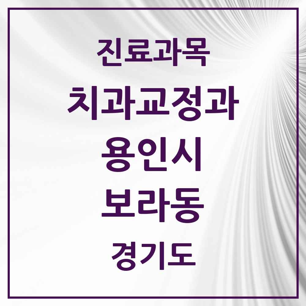 2025 경기도 용인시 보라동 교정치과 목록 1곳