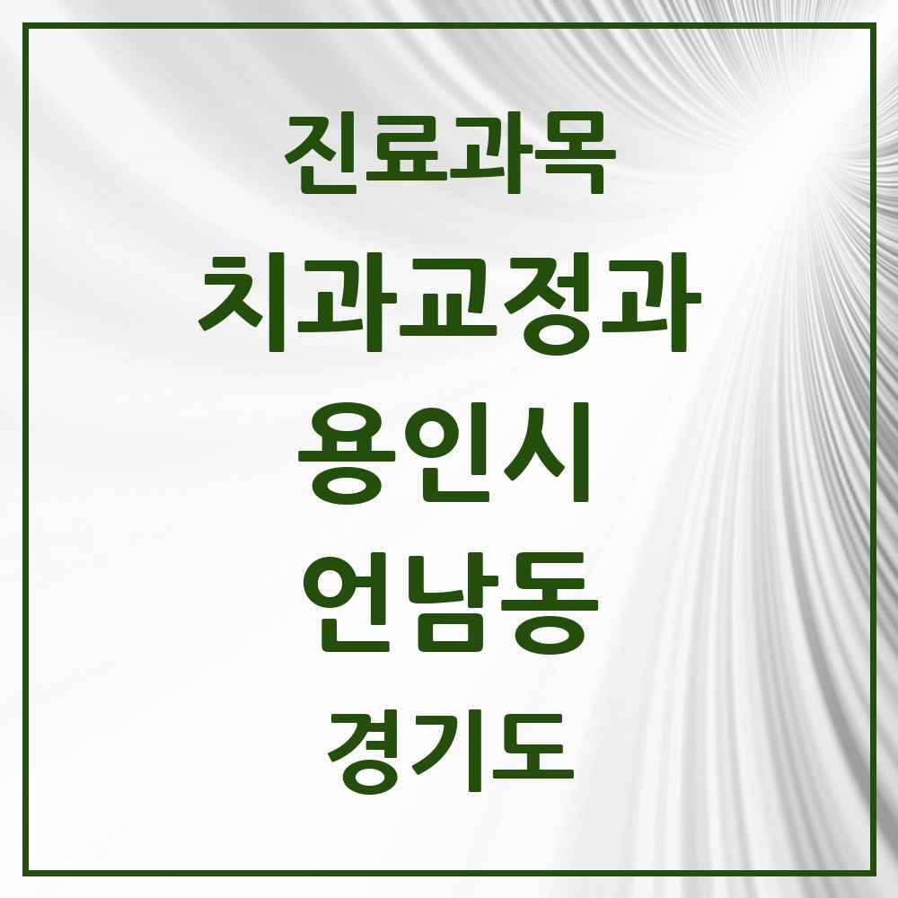 2025 경기도 용인시 언남동 교정치과 목록 3곳