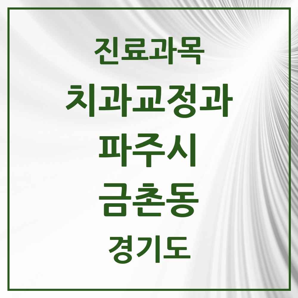 2025 경기도 파주시 금촌동 교정치과 목록 18곳
