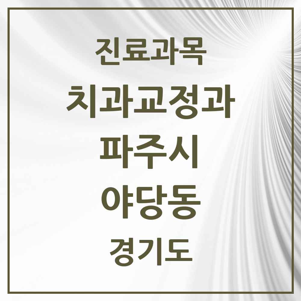 2025 경기도 파주시 야당동 교정치과 목록 8곳